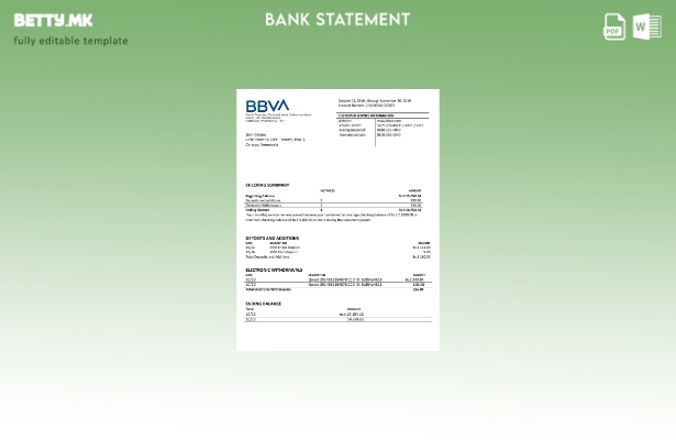 Модерен стил на Венецуела BBVA шаблон за извод од банка
